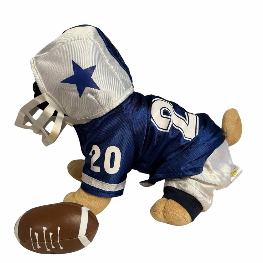 4-Piece Blue & White Dog Football Costume with Jersey Pants Helmet & Football S
